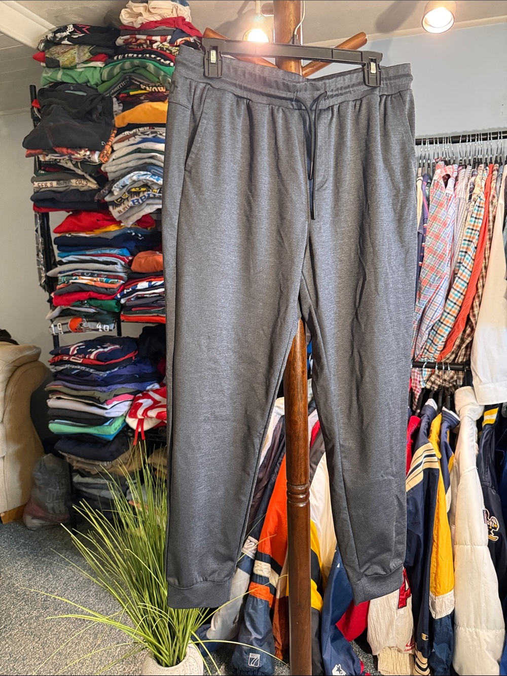 Original Penguin Men's Charcoal Gray Drawstring Joggers